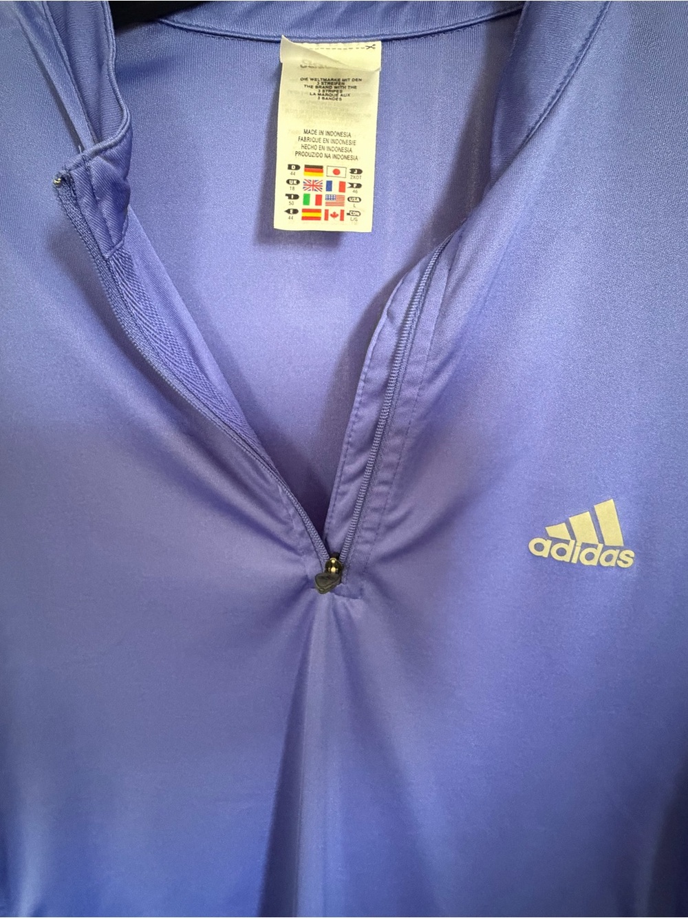 adidas Lavender Long-Sleeve Climalite Top with Quarter Zip, L, like new - Picture 3 of 9